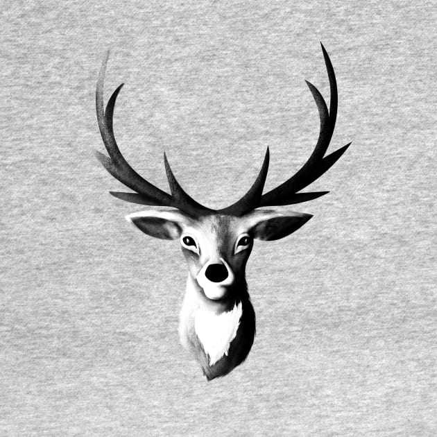 Black and White Deer by Wolfano